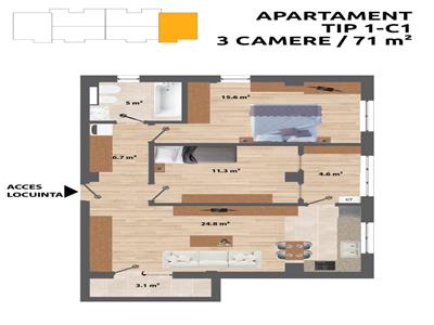 Apartament cu 3 camere in Valea Adanca!