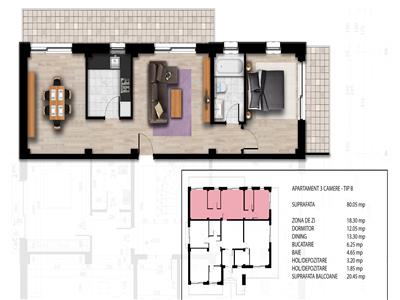 Apartament cu 3 camere in bloc nou Bucium!