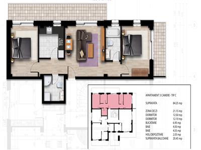Apartament cu 3 camere in bloc nou Bucium!